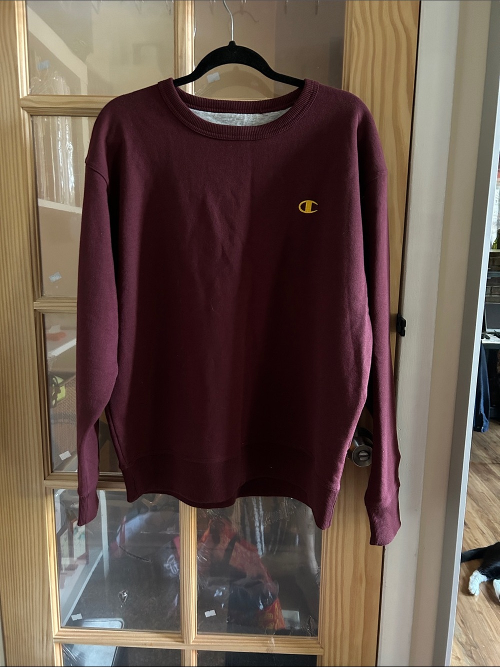 Champion Burgundy Crewneck Sweatshirt with Gold Logo
